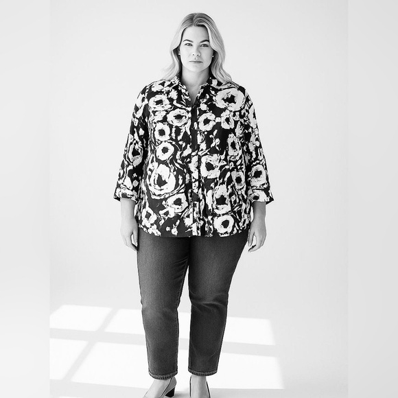 Ralph Lauren‎  Black and White Floral Button Down Shirt. Sz 3XL - Picture 1 of 9